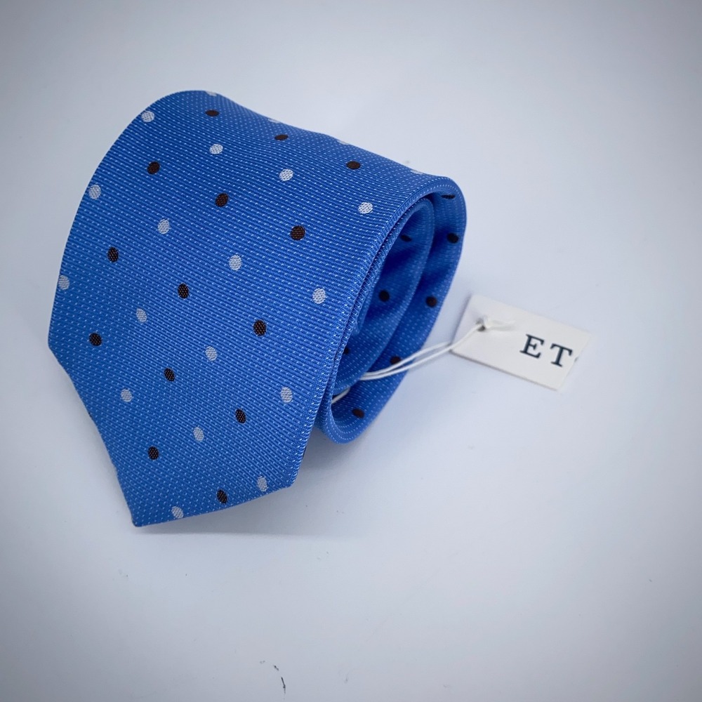 Eton Tie Mens One Size Blue Dotted Silk Classic Fit Luxury Necktie England Made
